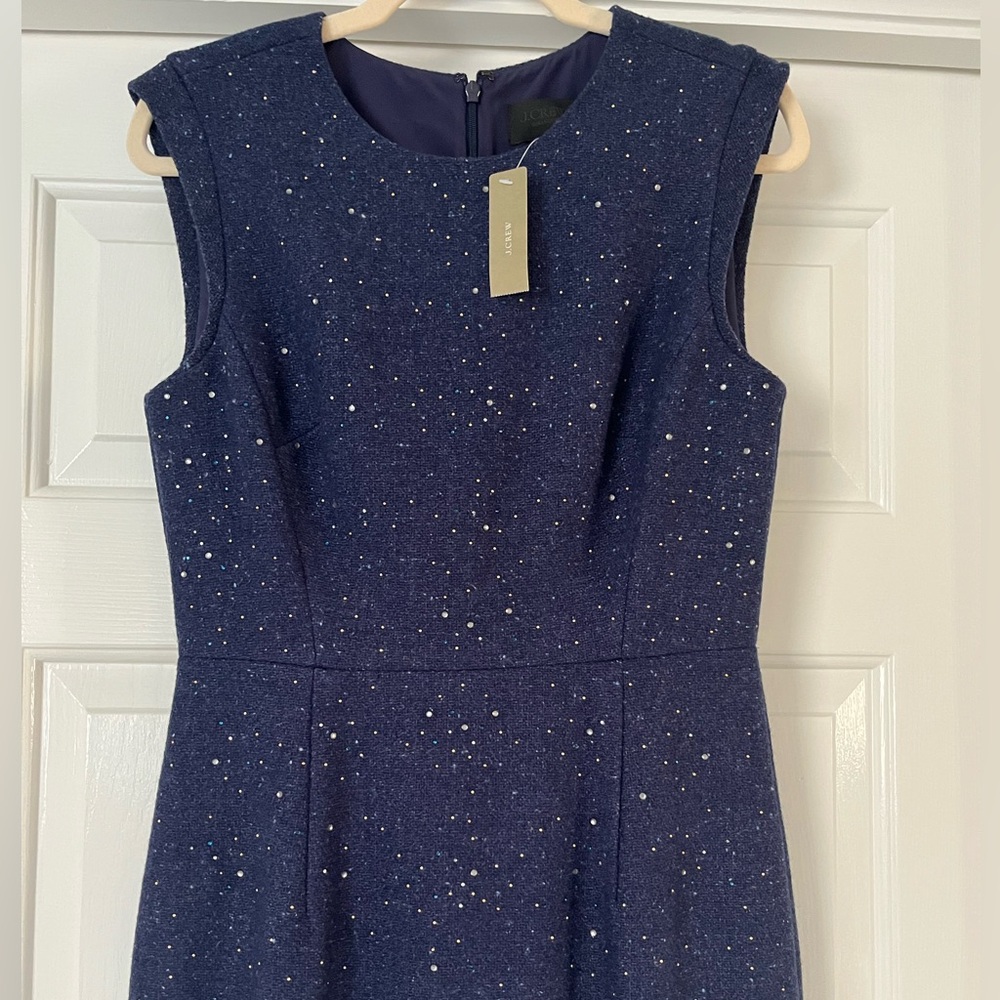 NWT J Crew Collection studded constellation sheath dress, size 6, dark blue